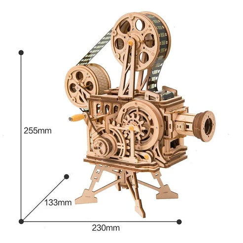 3D Wooden Puzzle Model - Robotime ROKR Hand Crank Projector Classic Film Vitascope