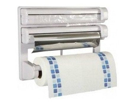 Triple Paper Dispenser | Kitchen Foil, Plastic Wrap & Paper Towel Holder