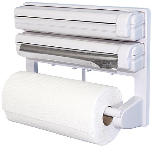 Triple Paper Dispenser | Kitchen Foil, Plastic Wrap & Paper Towel Holder