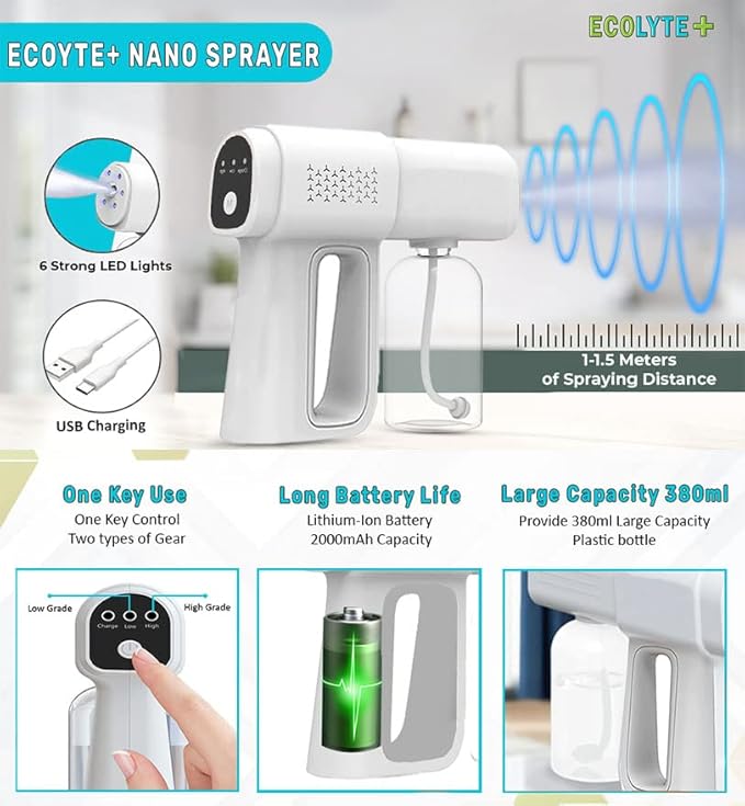 Nano Spray Disinfectant Mist Gun | Handheld, Rechargeable & Versatile for Home & Office Use