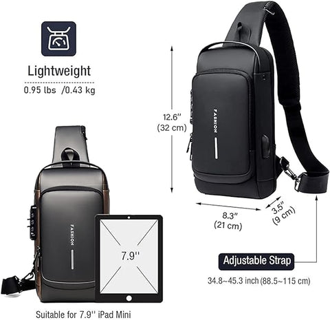 Multifunction Sling Bag | Anti-Theft Crossbody Backpack with USB Charging Port for Men & Women | Water-Resistant, Durable & Scratch-Proof Design"