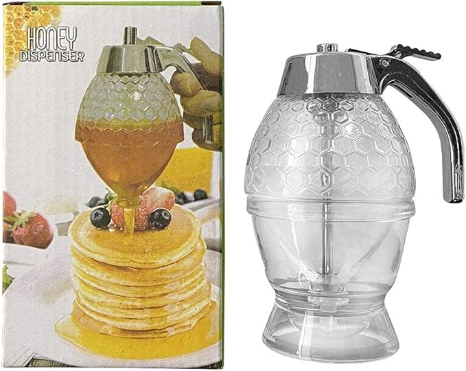 Honey Dispenser | Jar with Easy-to-Use Dipper | Perfect for Dining