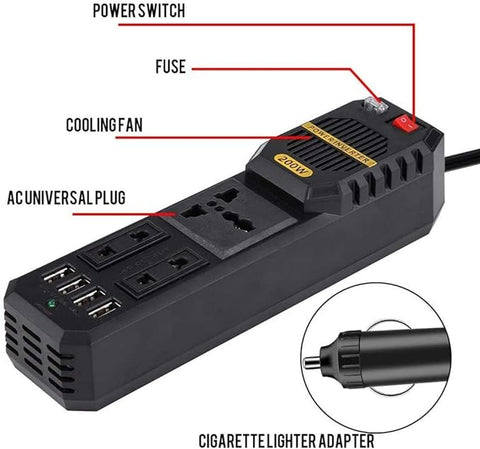 200W Power Inverter | Overload Protection & Warranty