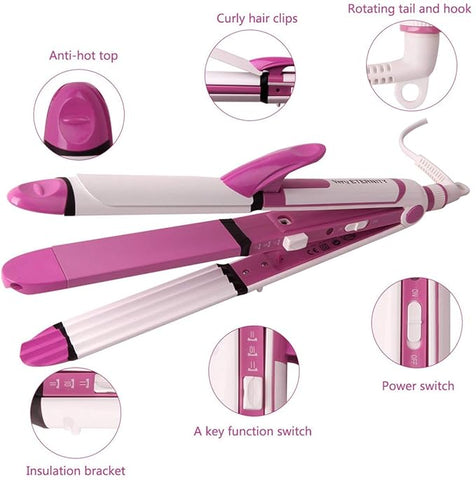 3-in-1 Hair Straightener | Fast Heating, Ceramic Plates, Adjustable Heat for All Hair Types