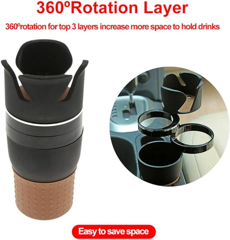 Auto Multi Cup Holder | 360° Rotating Dual Car Cup Holder Expander for Space Saving & Versatile Drink Storage