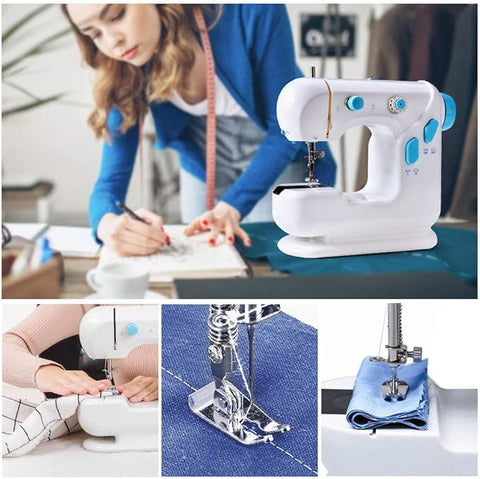 Portable Electric Sewing Machine | Upgraded Mini Sewing Machine with Double Threads, Foot Pedal, and Automatic Bobbin Rewind for DIY Crafts, Repairs & Beginners