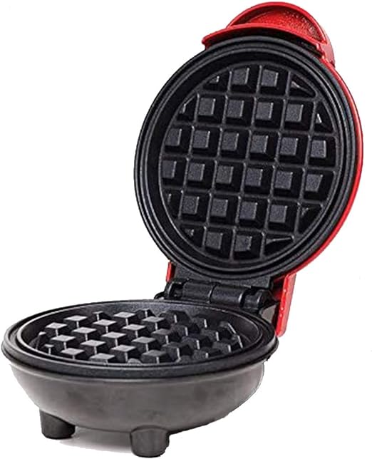 Electric Mini Waffle Maker | Compact Red Waffle Maker for Quick and Versatile Cooking