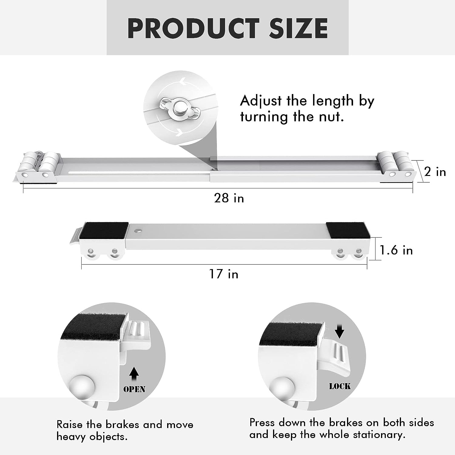 Easy DIY Furniture Mover | Telescopic Base, 660lb Capacity, Anti-Slip Design