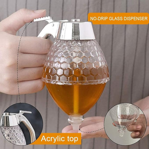 Honey Dispenser | Jar with Easy-to-Use Dipper | Perfect for Dining