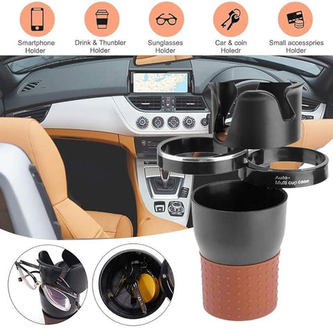 Auto Multi Cup Holder | 360° Rotating Dual Car Cup Holder Expander for Space Saving & Versatile Drink Storage