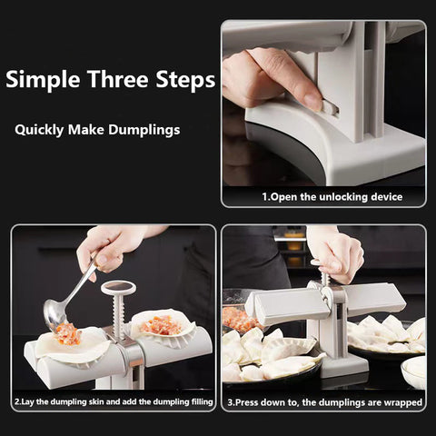 Automatic Dumpling Machine |  Double Head Food Grade Stainless Steel Dumpling Maker for Quick and Easy Cooking