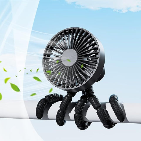 Mini Portable Stroller Fan | Flexible Tripod, Quiet Operation, and Adjustable Speeds for Summer Comfort