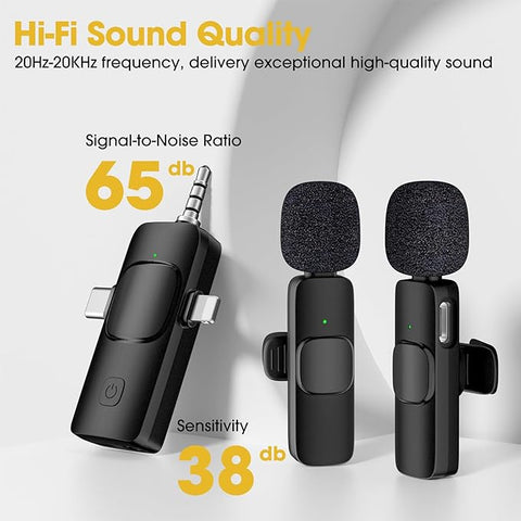 Mini Wireless Streaming Microphone | Plug & Play Noise Reduction Mic for Video Recording, Interviews, YouTube, TikTok, Live Streaming | Mini Wireless Microphone