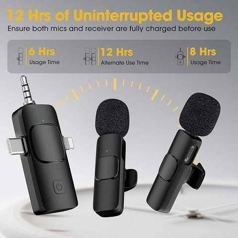 Mini Wireless Streaming Microphone | Plug & Play Noise Reduction Mic for Video Recording, Interviews, YouTube, TikTok, Live Streaming | Mini Wireless Microphone