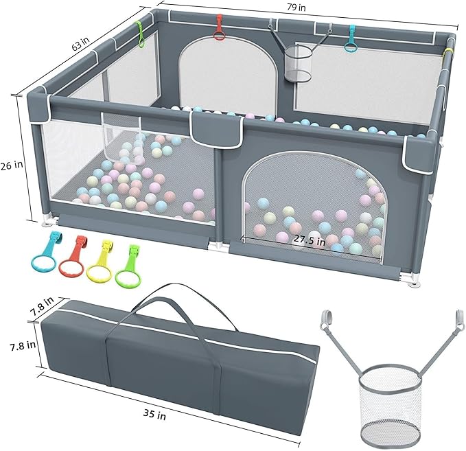 Large Single Baby Playpen | Spacious, Sturdy & Portable Play Area with Easy-Access Door