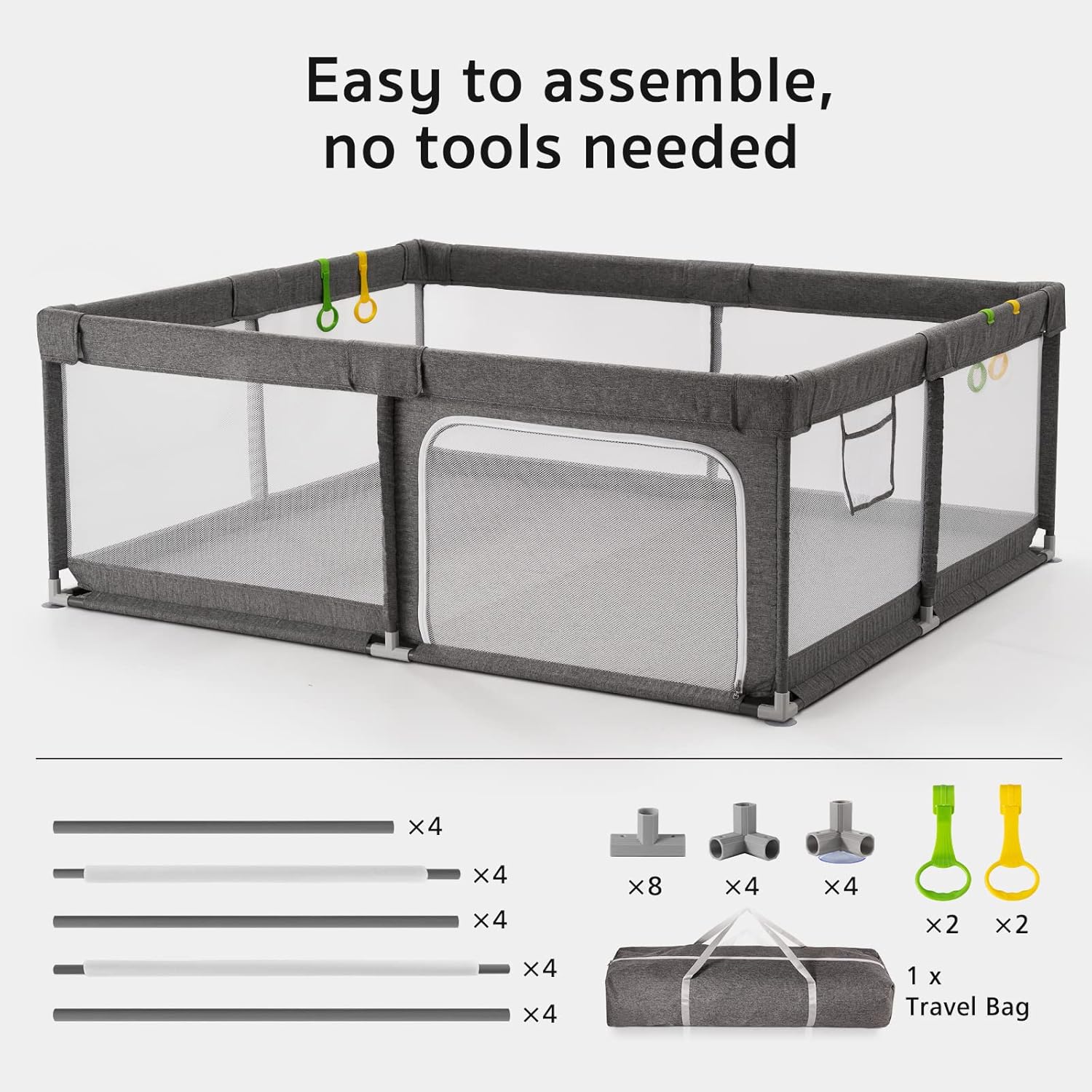 Large Baby Playpen | Safe, Portable & Foldable Play Area with 360° Visibility