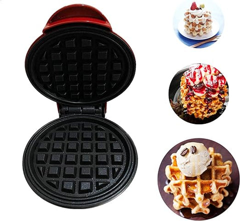 Electric Mini Waffle Maker | Compact Red Waffle Maker for Quick and Versatile Cooking