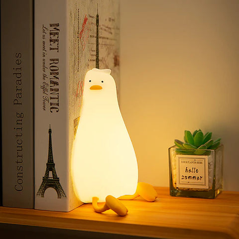 Lie Flat Duck Silicone Night Light – LED Kids Bedside Lamp, Dimmable & Rechargeable, BPA-Free Toy Gift