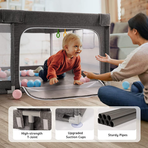 Large Baby Playpen | Safe, Portable & Foldable Play Area with 360° Visibility