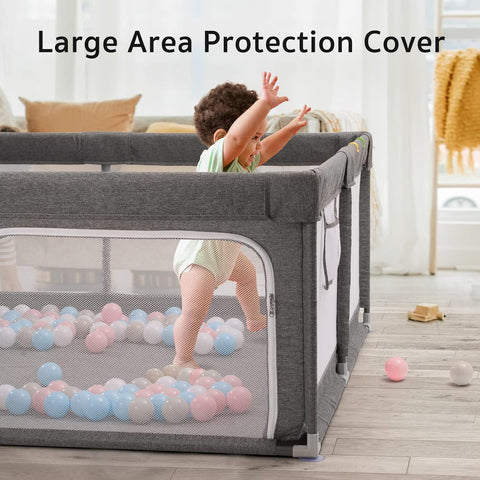 Large Baby Playpen | Safe, Portable & Foldable Play Area with 360° Visibility