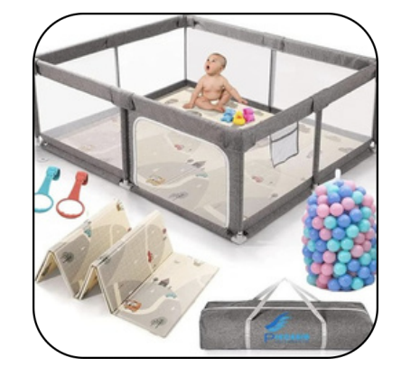 Large Baby Playpen | Safe, Portable & Foldable Play Area with 360° Visibility