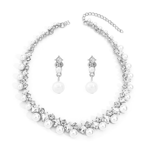 Baroque Alloy Necklace and Earrings Set - Elegant Bridal Jewelry for Women