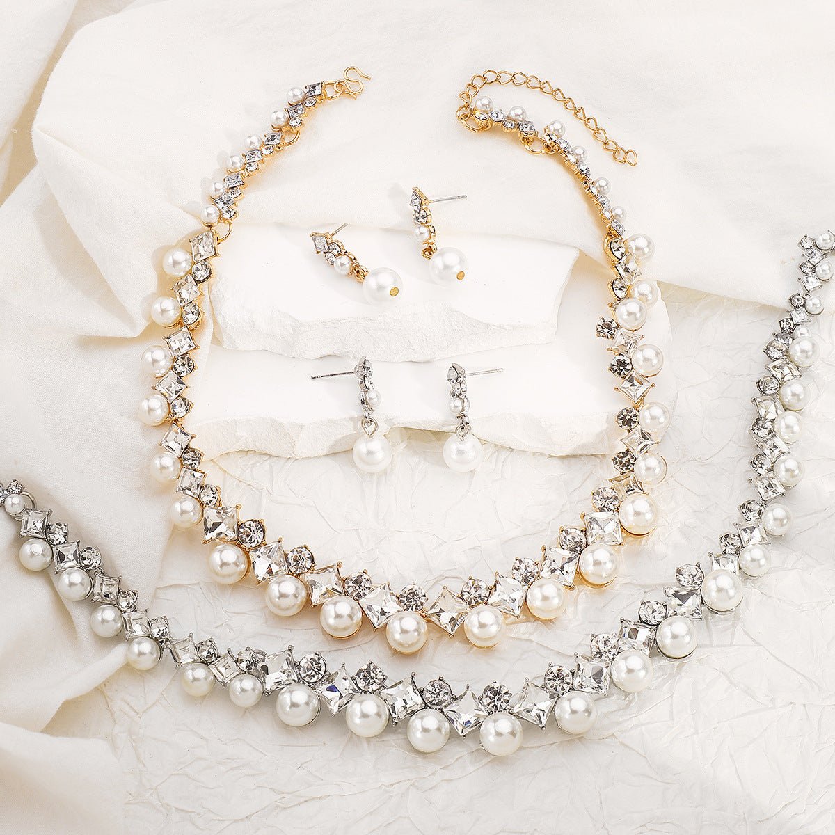 Baroque Bridal Necklace and Earrings Set - Elegant Formal Jewelry