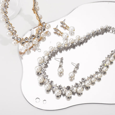 Baroque Bridal Necklace and Earrings Set - Elegant Formal Jewelry