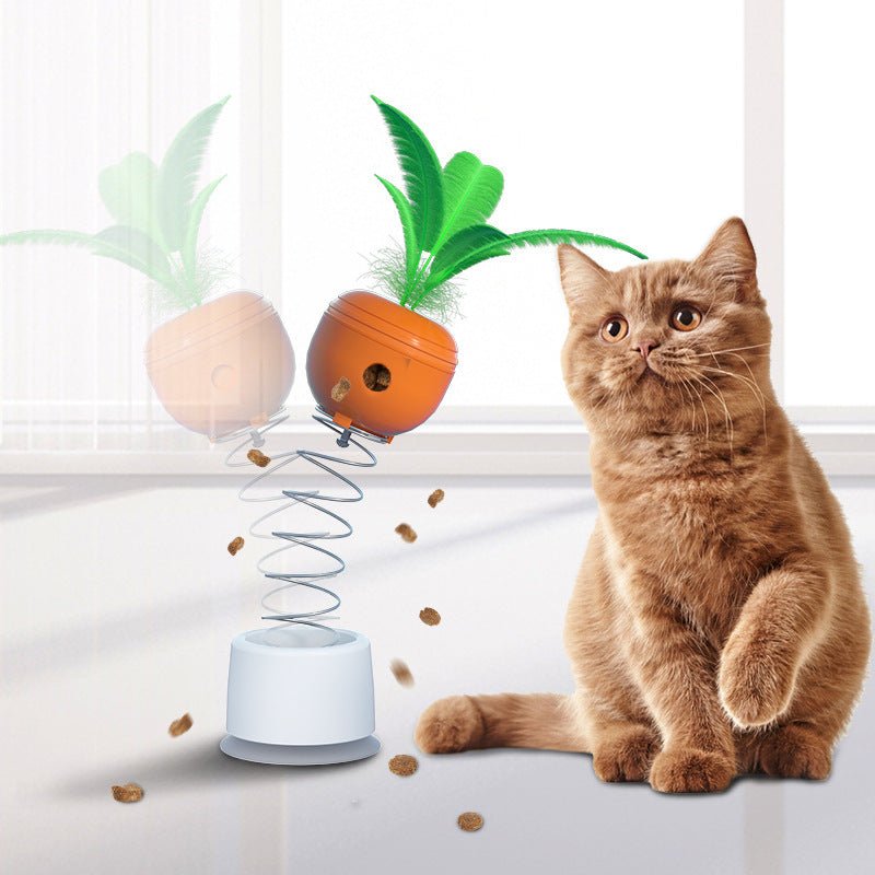 Interactive Cat Food Dispenser Toy | Tumbler Carrot Puzzle Feeder