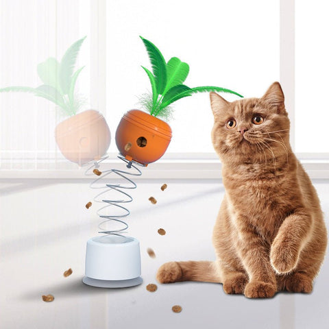 Interactive Cat Food Dispenser Toy | Tumbler Carrot Puzzle Feeder