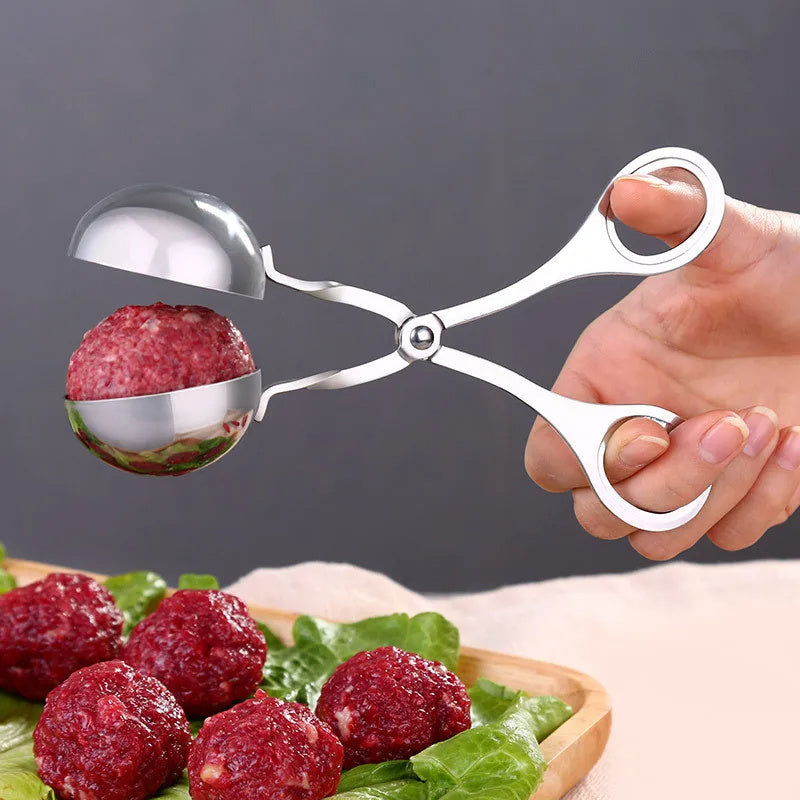 Stainless Steel Meatball Maker Tool – Meat Baller Tongs for Fish, Rice Balls, and More