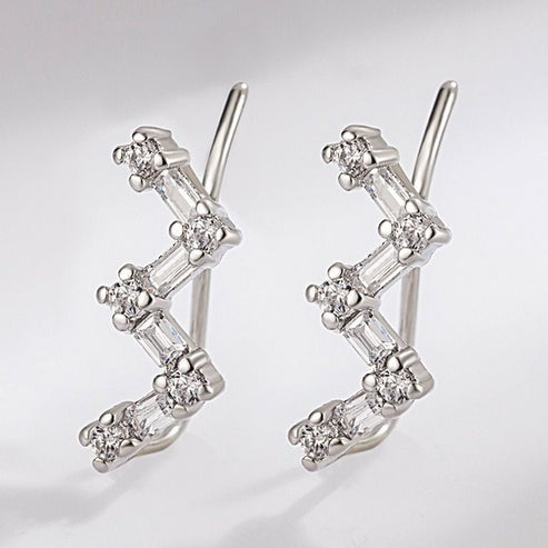 Fashion Diamond Simple Ear Jewelry - White Gold Plated Geometric Earrings