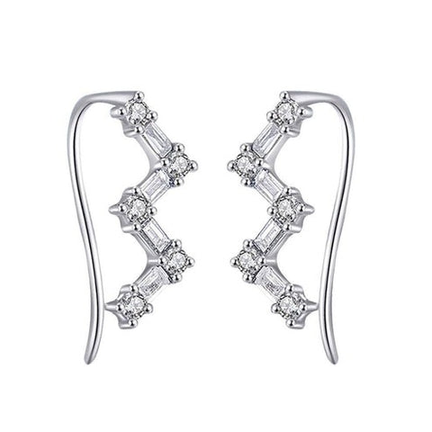 Fashion Diamond Simple Ear Jewelry - White Gold Plated Geometric Earrings