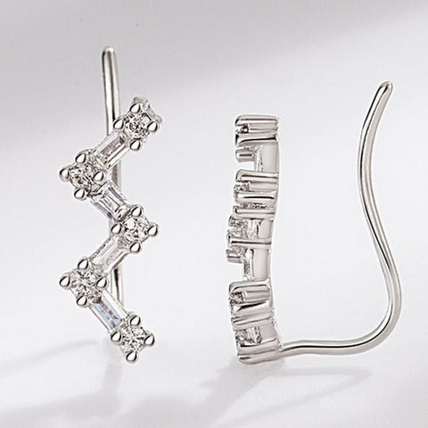 Fashion Diamond Simple Ear Jewelry - White Gold Plated Geometric Earrings