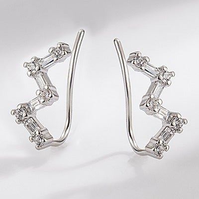 Fashion Diamond Simple Ear Jewelry - White Gold Plated Geometric Earrings