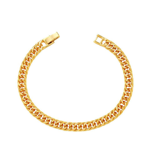 Gold-Plated Copper Bracelet & Alloy Curb Necklace for Men & Women