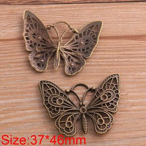 Hollow Butterfly Jewelry Mobile Phone Pendant - Bronze & Silver Alloy Charm