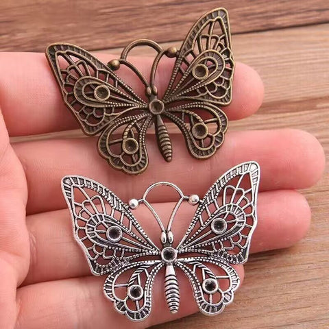 Hollow Butterfly Jewelry Mobile Phone Pendant - Bronze & Silver Alloy Charm