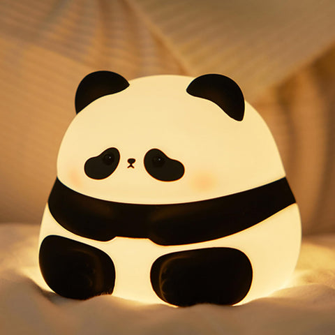 Cute Panda Night Light for Kids | Rechargeable Silicone Lamp with Timer