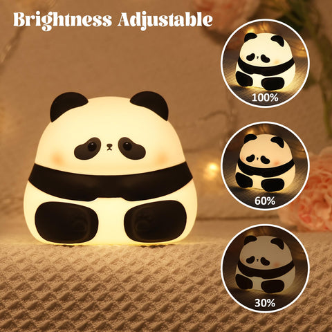 Cute Panda Night Light for Kids | Rechargeable Silicone Lamp with Timer