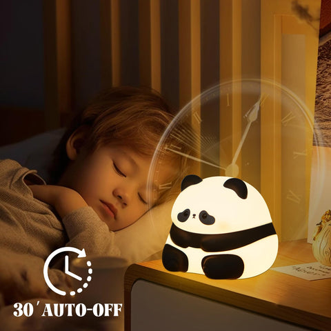 Cute Panda Night Light for Kids | Rechargeable Silicone Lamp with Timer