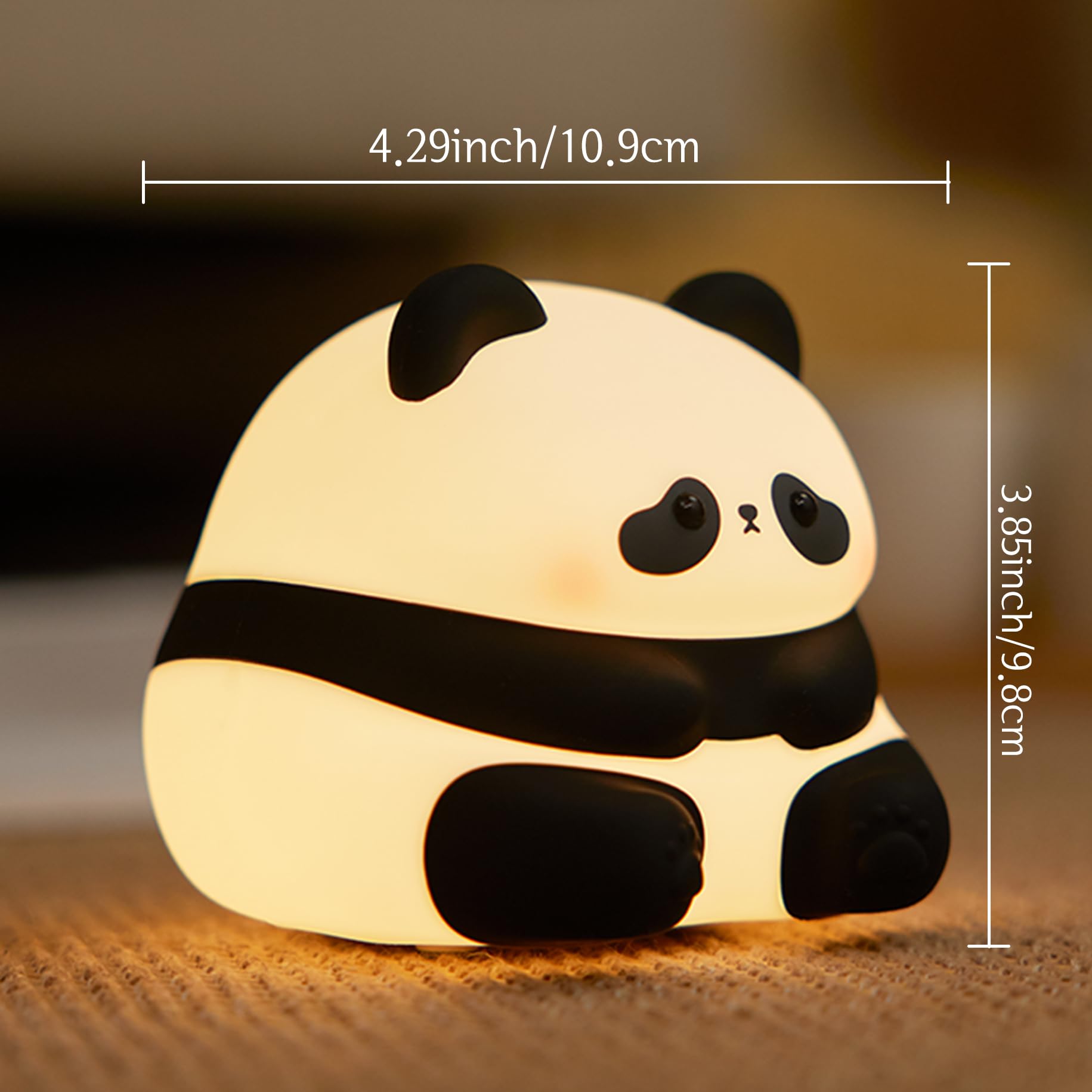 Cute Panda Night Light for Kids | Rechargeable Silicone Lamp with Timer