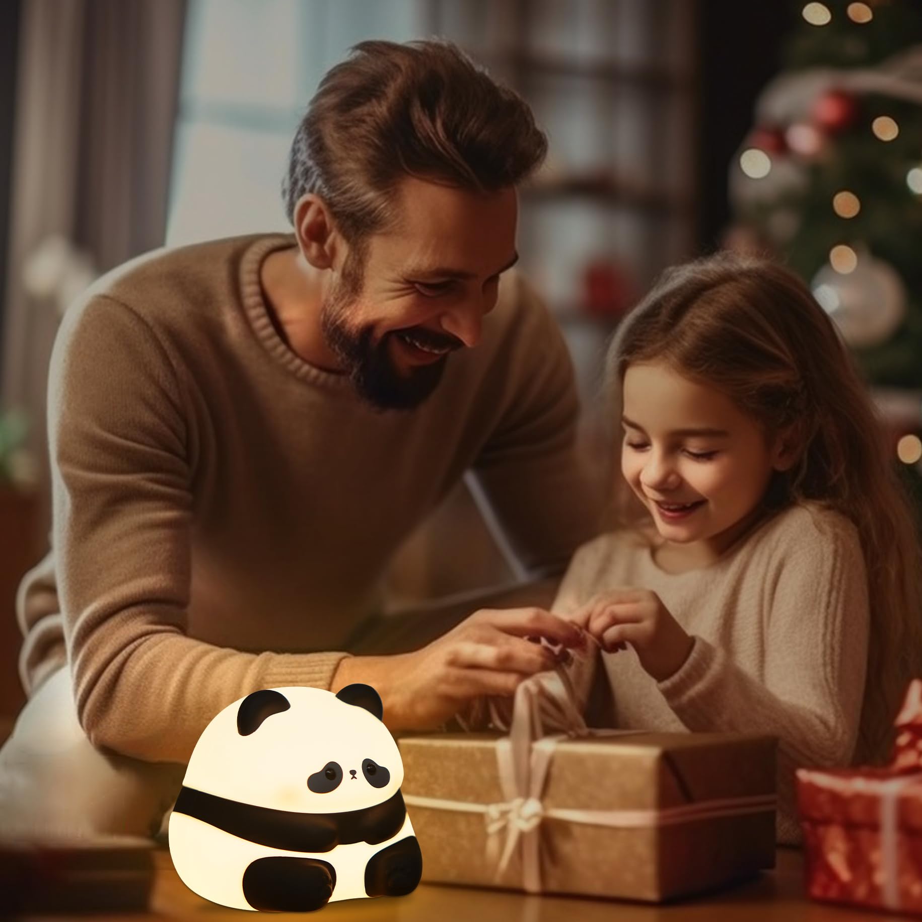 Cute Panda Night Light for Kids | Rechargeable Silicone Lamp with Timer