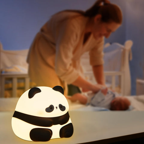 Cute Panda Night Light for Kids | Rechargeable Silicone Lamp with Timer