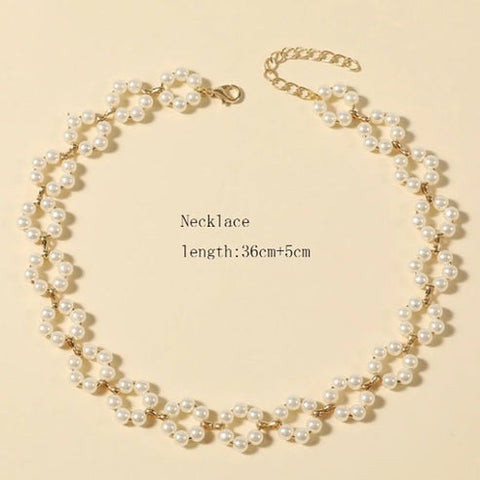 Ins Pearl Flowers Necklace - Women's Gold Clavicle Chain Jewelry