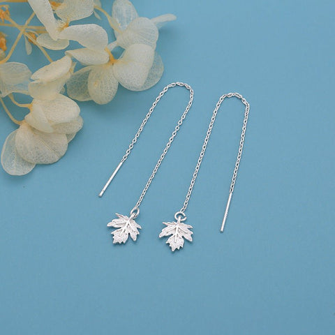 Maple Leaf Tassel Earrings - Elegant Han-Style Jewelry for Women